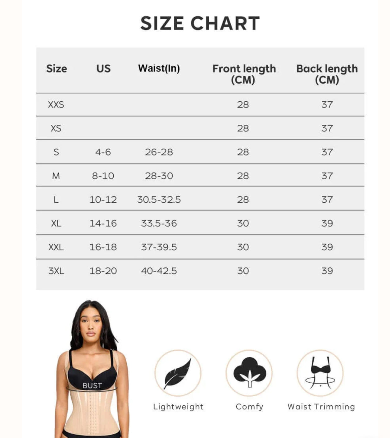 Adjustable U shaped Waist Trainer Vest with Full Coverage Back Support