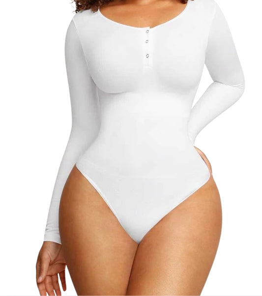 Seamless Long-Sleeve Bodysuit with Snap Closure