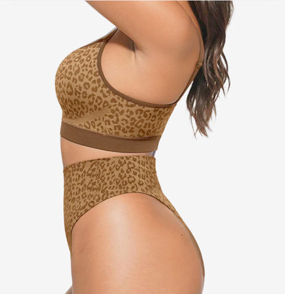 Leopard Seamless Bra & High-Waist Shaper Set"