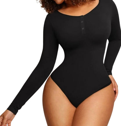Seamless Long-Sleeve Bodysuit with Snap Closure